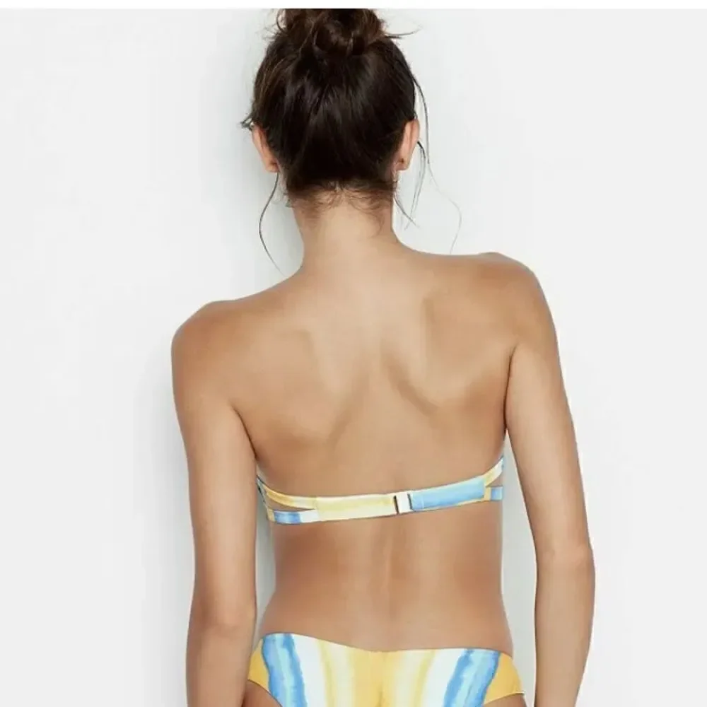 NWOT New Onia Natalia Bandeau Bikini Swim Top M Bold Stripe Dip Dye
